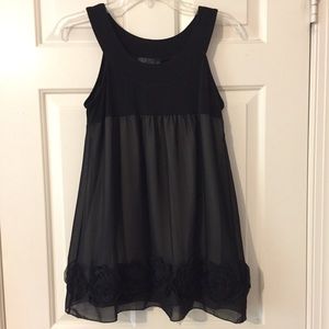 Black Floral Appliqué Tank Top